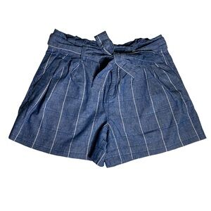 Banana Republic Women's High Waisted Paperbag Shorts Size 0 Blue with Tie Belt